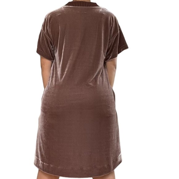 Laju Womens Dress Large L Brown Velvet Short Sleeves Knee Length - Picture 3 of 10